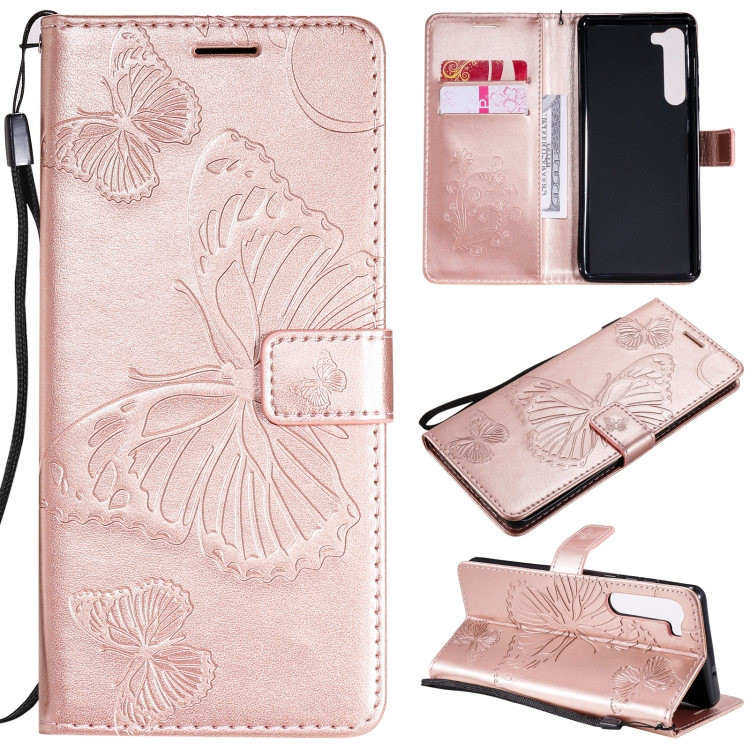 

For Motorola Edge 3D Butterflies Embossing Pattern Horizontal Flip Leather Case with Holder & Card Slot & Wallet(Rose Gold)
