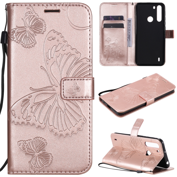 

For Motorola Moto One Fusion 3D Butterflies Embossing Pattern Horizontal Flip Leather Case with Holder & Card Slot & Wallet(Rose Gold)