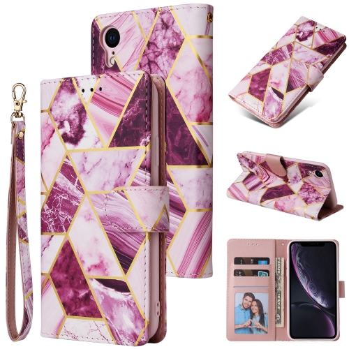 

Marble Bronzing Stitching Horizontal Flip PU Leather Case with Holder & Card Slots & Wallet & Photo Frame For iPhone X / XS(Purple)