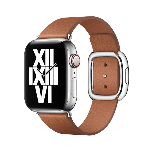 

Modern Style Leather Watchband For Apple Watch Series 6 & SE & 5 & 4 44mm / 3 & 2 & 1 42mm(Brown)