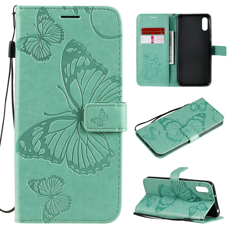 

For Xiaomi Redmi 9A 3D Butterflies Embossing Pattern Horizontal Flip Leather Case with Holder & Card Slot & Wallet(Green)