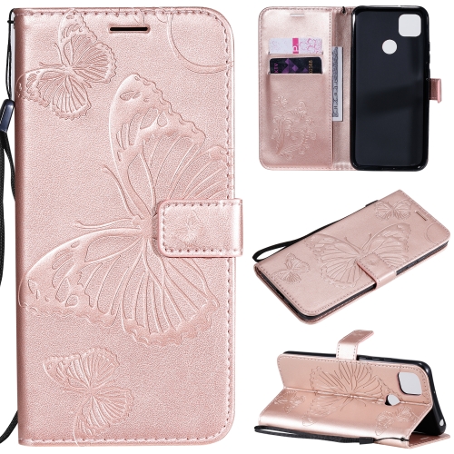 

For Xiaomi Redmi 9C 3D Butterflies Embossing Pattern Horizontal Flip Leather Case with Holder & Card Slot & Wallet(Rose Gold)