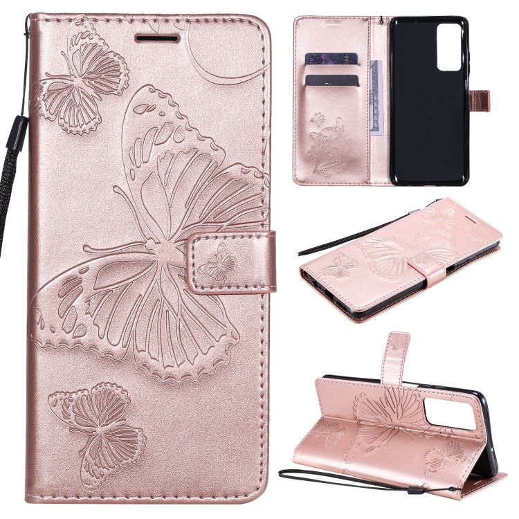 

For Huawei Honor Play4 / Maimang 9 3D Butterflies Embossing Pattern Horizontal Flip Leather Case with Holder & Card Slot & Wallet(Rose Gold)