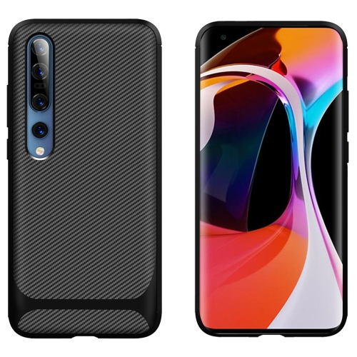 

For Xiaomi Mi 10 / 10 Pro 5G Carbon Fiber Texture Shockproof TPU Protective Case(Black)