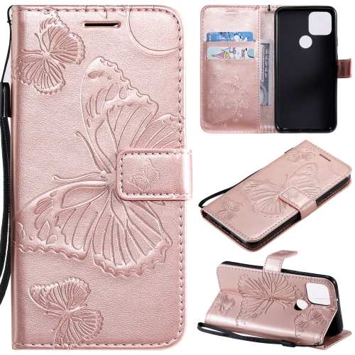 

For Google Pixel 5 3D Butterflies Embossing Pattern Horizontal Flip Leather Case with Holder & Card Slot & Wallet & Lanyard(Rose Gold)