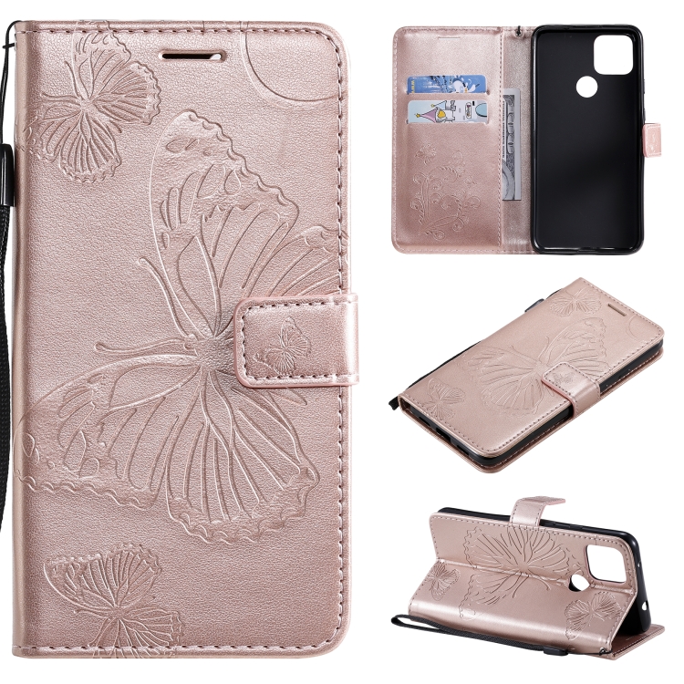 

For Google Pixel 4A 5G 3D Butterflies Embossing Pattern Horizontal Flip Leather Case with Holder & Card Slot & Wallet & Lanyard(Rose Gold)