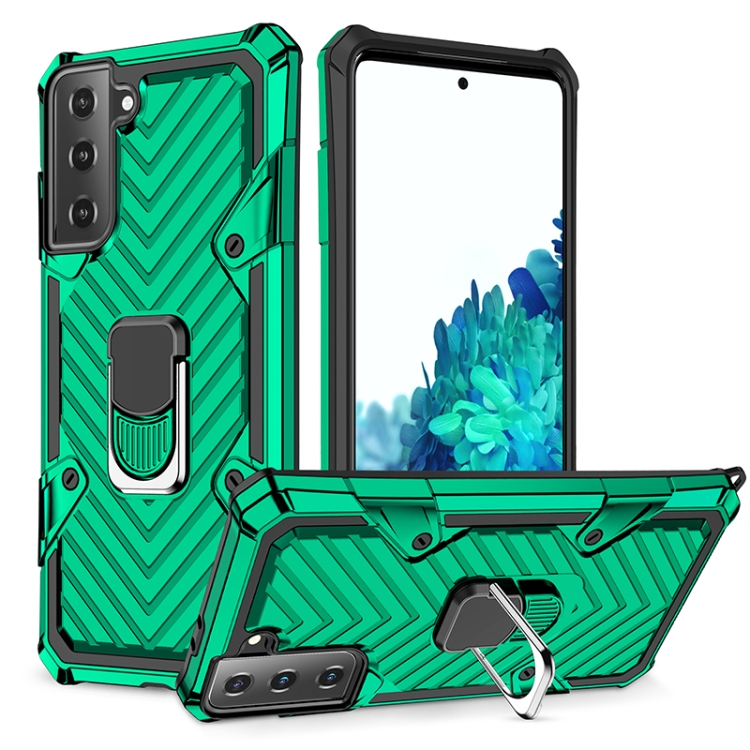 

For Samsung Galaxy S21 5G Cool Armor PC + TPU Shockproof Case with 360 Degree Rotation Ring Holder(Dark Green)