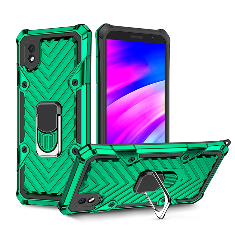 

For Samsung Galaxy A01 Core Cool Armor PC + TPU Shockproof Case with 360 Degree Rotation Ring Holder(Dark Green)
