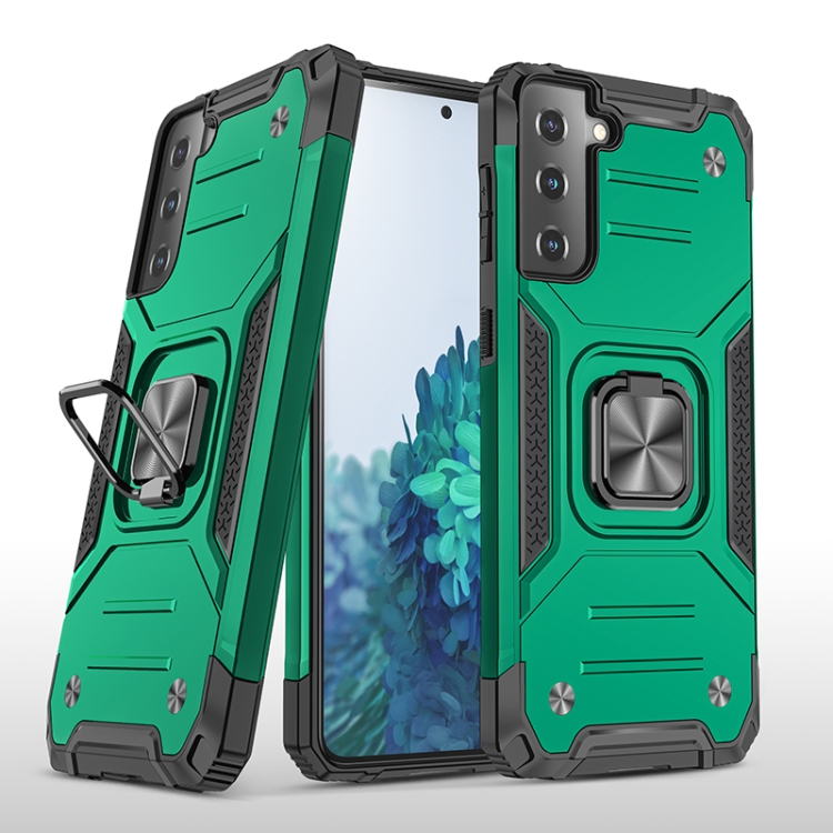 

For Samsung Galaxy S21+ 5G Magnetic Armor Shockproof TPU + PC Case with Metal Ring Holder(Deep Green)
