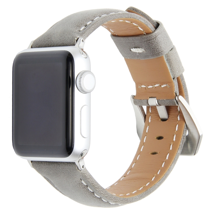 

Genuine Leather Watchband For Apple Watch Series 6 & SE & 5 & 4 40mm / 3 & 2 & 1 38mm(Grey)
