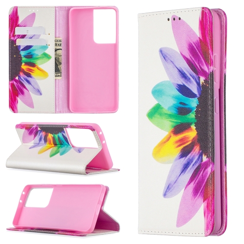 

For Samsung Galaxy S20 Ultra Colored Drawing Pattern Invisible Magnetic Horizontal Flip PU Leather Case with Holder & Card Slots & Wallet(Sun Flower)