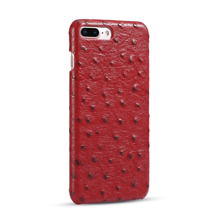 

Ostrich Texture Head-layer Cowhide Leather Back Cover Case For iPhone 8 Plus / 7 Plus(Red)
