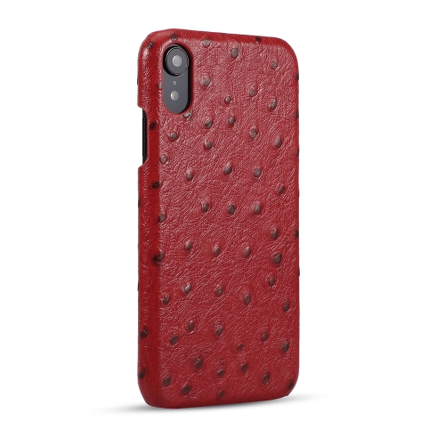 

Ostrich Texture Head-layer Cowhide Leather Back Cover Case For iPhone XR(Red)