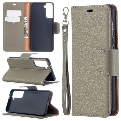 

For Samsung Galaxy S21 5G Litchi Texture Pure Color Horizontal Flip Leather Case with Holder & Card Slots & Wallet & Lanyard(Grey)