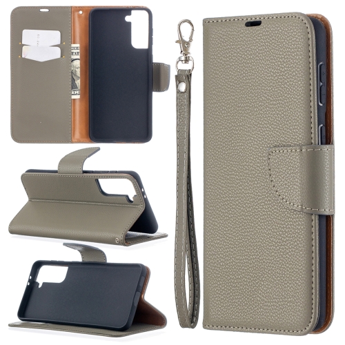 

For Samsung Galaxy S21+ 5G Litchi Texture Pure Color Horizontal Flip Leather Case with Holder & Card Slots & Wallet & Lanyard(Grey)