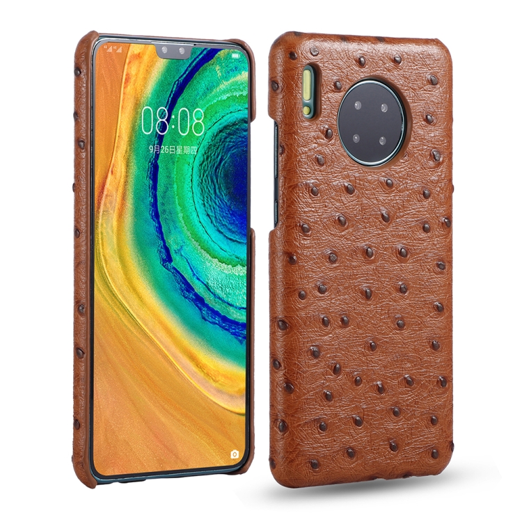 

For Huawei Mate 30 Ostrich Texture Head-layer Cowhide Leather Back Cover Case(Brown)