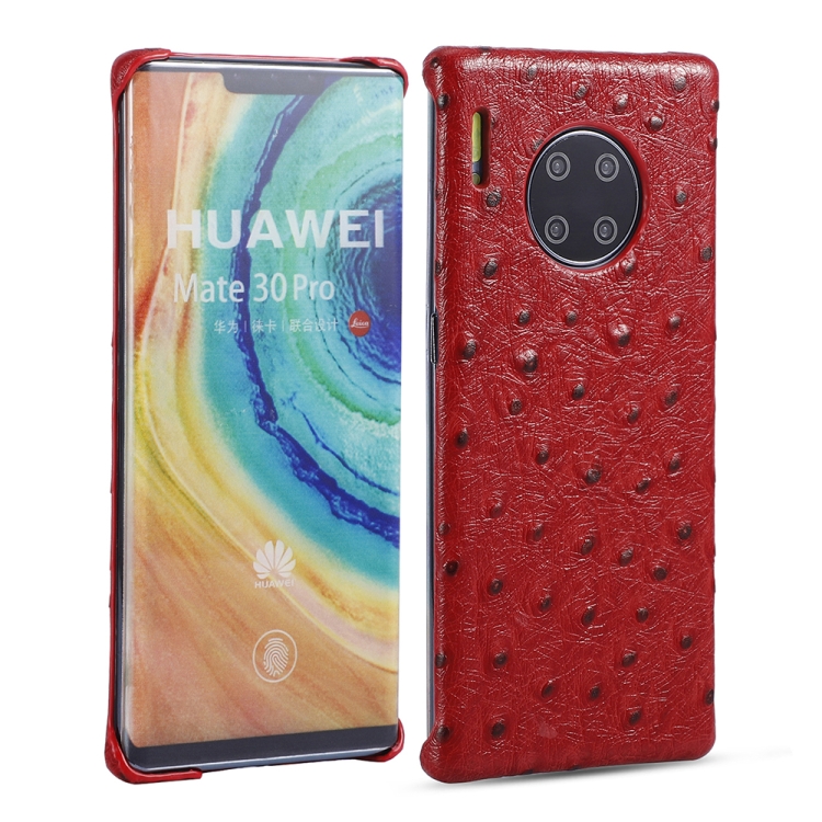 

For Huawei Mate 30 Pro Ostrich Texture Head-layer Cowhide Leather Back Cover Case(Red)