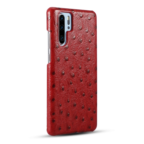 

For Huawei P30 Pro Ostrich Texture Head-layer Cowhide Leather Back Cover Case(Red)