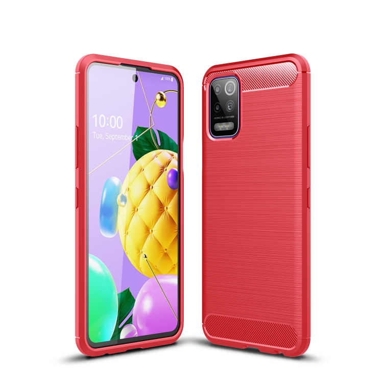 

For LG K52 Brushed Texture Carbon Fiber TPU Case(Red)