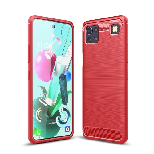 

For LG K92 5G Brushed Texture Carbon Fiber TPU Case(Red)