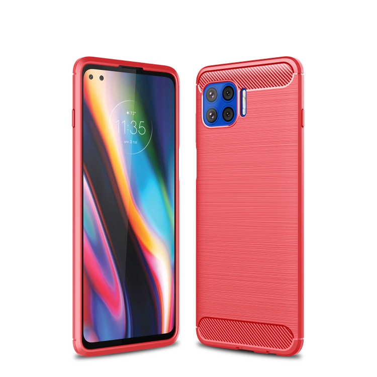 

For Motorola Moto G 5G Plus Brushed Texture Carbon Fiber TPU Case(Red)