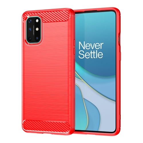 

For OnePlus 8T Brushed Texture Carbon Fiber TPU Case(Red)