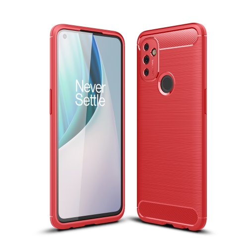 

For OnePlus Nord N100 Brushed Texture Carbon Fiber TPU Case(Red)