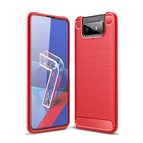 

For Asus Zenfone 7 ZS670KS Brushed Texture Carbon Fiber TPU Case(Red)