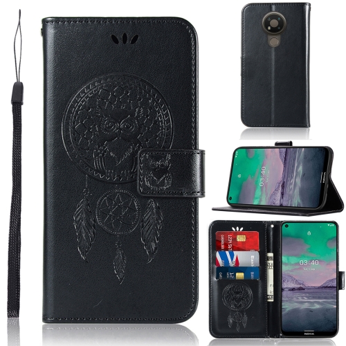 

For Nokia 3.4 Wind Chime Owl Embossing Pattern Horizontal Flip Leather Case, with Holder & Card Slots & Wallet(Black)