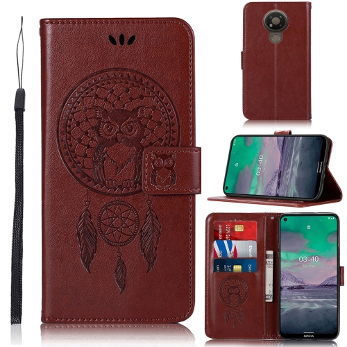 

For Nokia 3.4 Wind Chime Owl Embossing Pattern Horizontal Flip Leather Case, with Holder & Card Slots & Wallet(Brown)
