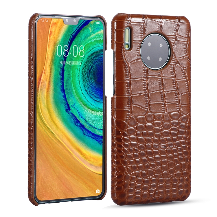 

For Huawei Mate 30 Head-layer Cowhide Leather Crocodile Texture Protective Case(Brown)