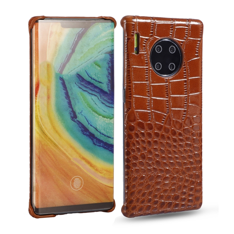 

For Huawei Mate 30 Pro Head-layer Cowhide Leather Crocodile Texture Protective Case(Brown)