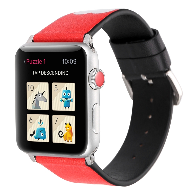 

Love Series Leather Replacement Watchbands For Apple Watch Series 6 & SE & 5 & 4 40mm / 3 & 2 & 1 38mm(Black Red White Heart)