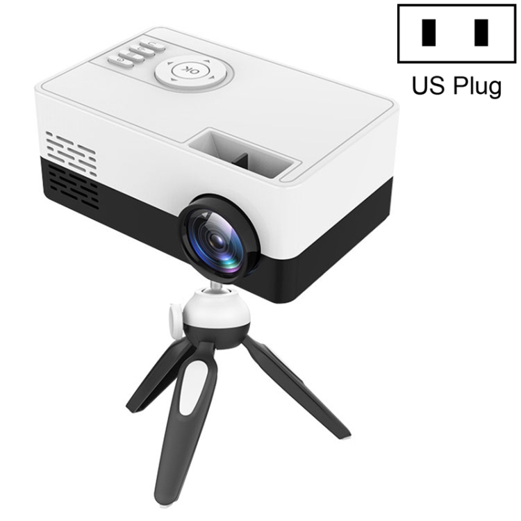 

J15 1920 x 1080P HD Household Mini LED Projector with Tripod Mount Support AV / HDMI x 1 / USB x1 / TF x 1, Plug Type:US Plug(Black White)