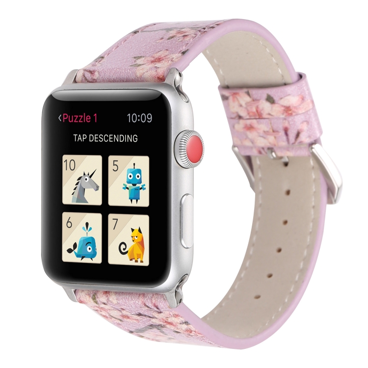 

Plum Series Leather Replacement Watchbands For Apple Watch Series 6 & SE & 5 & 4 40mm / 3 & 2 & 1 38mm(Light Purple)