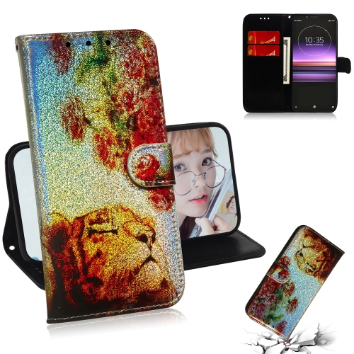 

For Sony Xperia 1 / XZ4 Colored Drawing Pattern Colorful Magnetic Buckle Horizontal Flip PU Leather Case with Holder & Card Slots & Wallet & Lanyard(Tiger Rose)