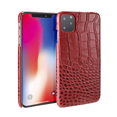 

Head-layer Cowhide Leather Crocodile Texture Protective Case For iPhone 11 Pro(Red)