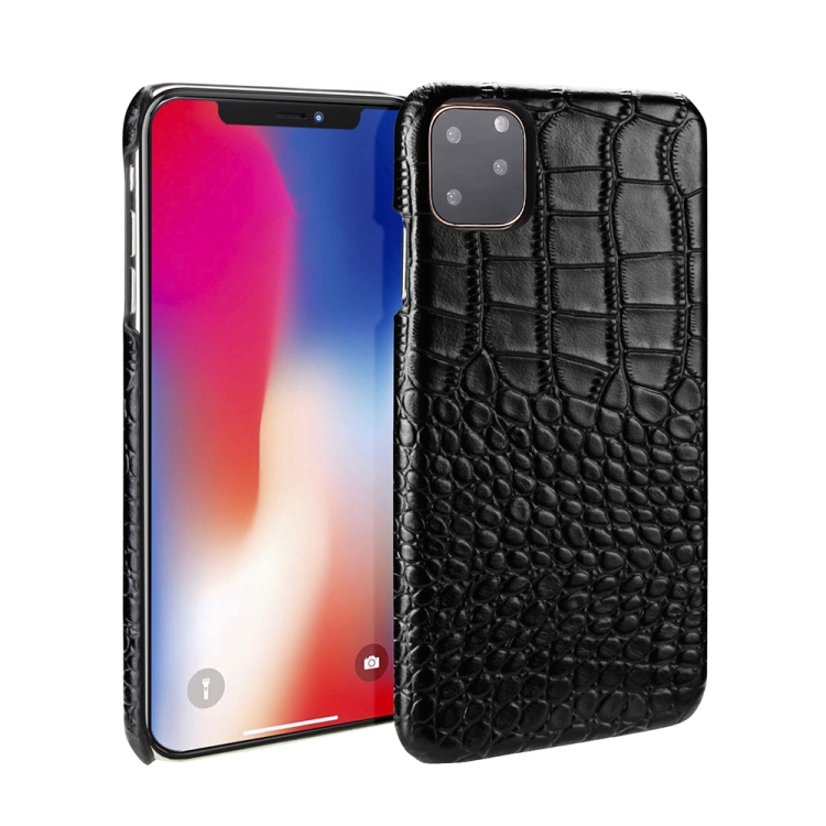 

Head-layer Cowhide Leather Crocodile Texture Protective Case For iPhone 11 Pro Max(Black)