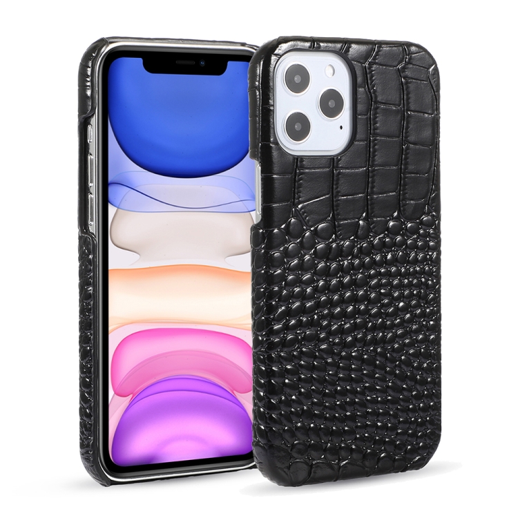 

Head-layer Cowhide Leather Crocodile Texture Protective Case For iPhone 12 / 12 Pro(Black)