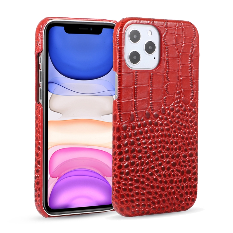 

Head-layer Cowhide Leather Crocodile Texture Protective Case For iPhone 12 / 12 Pro(Red)
