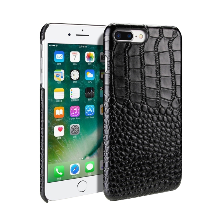 

Head-layer Cowhide Leather Crocodile Texture Protective Case For iPhone 7 Plus / 8 Plus(Black)