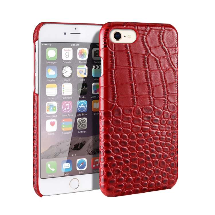 

Head-layer Cowhide Leather Crocodile Texture Protective Case For iPhone SE 2020 / 8 / 7(Red)