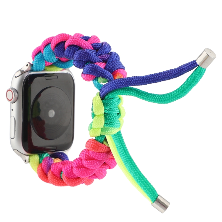 

Umbrella Cord Rainbow Watchband For Apple Watch Series 6 & SE & 5 & 4 44mm / 3 & 2 & 1 42mm(B)