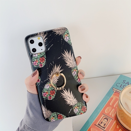 

Gilding Pineapple Pattern Soft TPU Protective Case with Ring Holder For iPhone 12 Pro Max(Black)