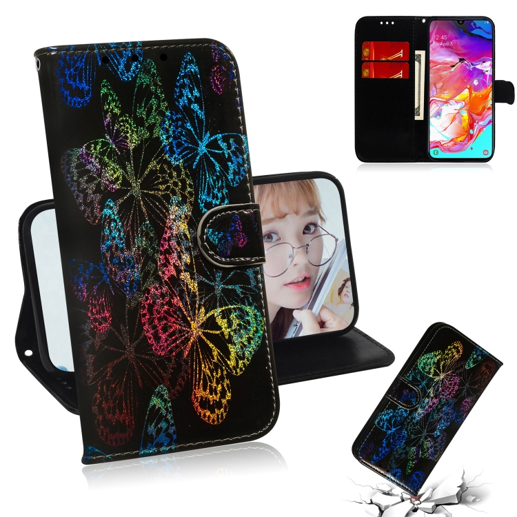 

Colored Drawing Pattern Colorful Magnetic Buckle Horizontal Flip PU Leather Case with Holder & Card Slots & Wallet & Lanyard For Galaxy A70(Butterfies)