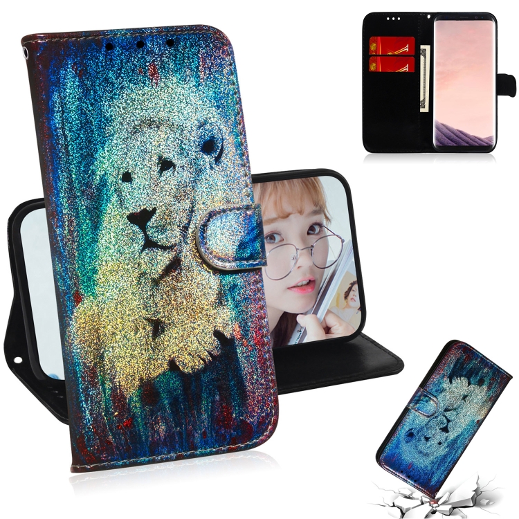 

Colored Drawing Pattern Colorful Magnetic Buckle Horizontal Flip PU Leather Case with Holder & Card Slots & Wallet & Lanyard For Galaxy S8(White Lion)