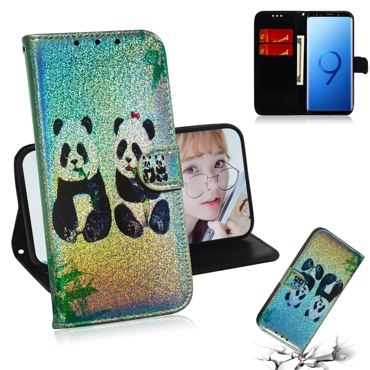 

Colored Drawing Pattern Colorful Magnetic Buckle Horizontal Flip PU Leather Case with Holder & Card Slots & Wallet & Lanyard For Galaxy S9(Two Pandas)
