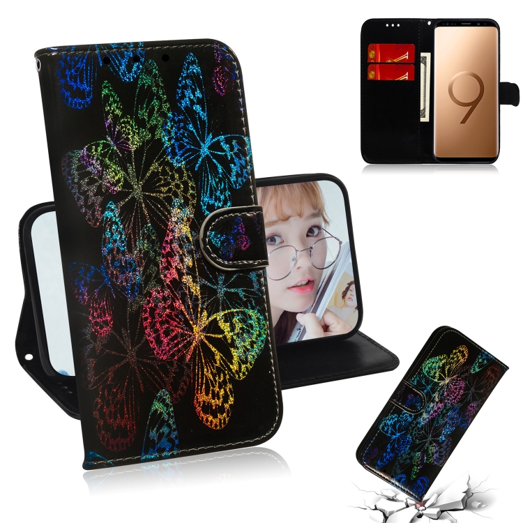 

Colored Drawing Pattern Colorful Magnetic Buckle Horizontal Flip PU Leather Case with Holder & Card Slots & Wallet & Lanyard For Galaxy S9+(Butterfies)