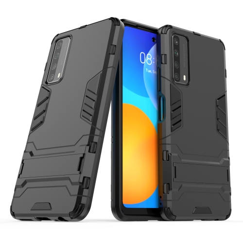 

For Huawei P smart 2021 PC + TPU Shockproof Protective Case with Holder(Black)
