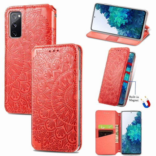 

Blooming Mandala Embossed Pattern Magnetic Horizontal Flip Leather Case with Holder & Card Slots & Wallet For Samsung Galaxy S20 FE(Orange)